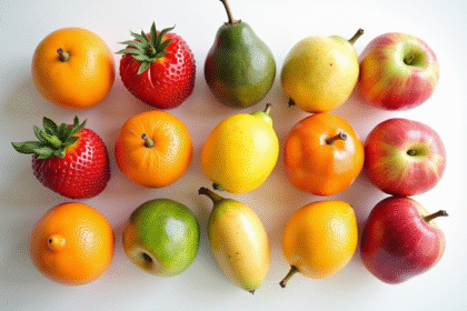 Assortiment de fruits riches en vitamine C vus du dessus