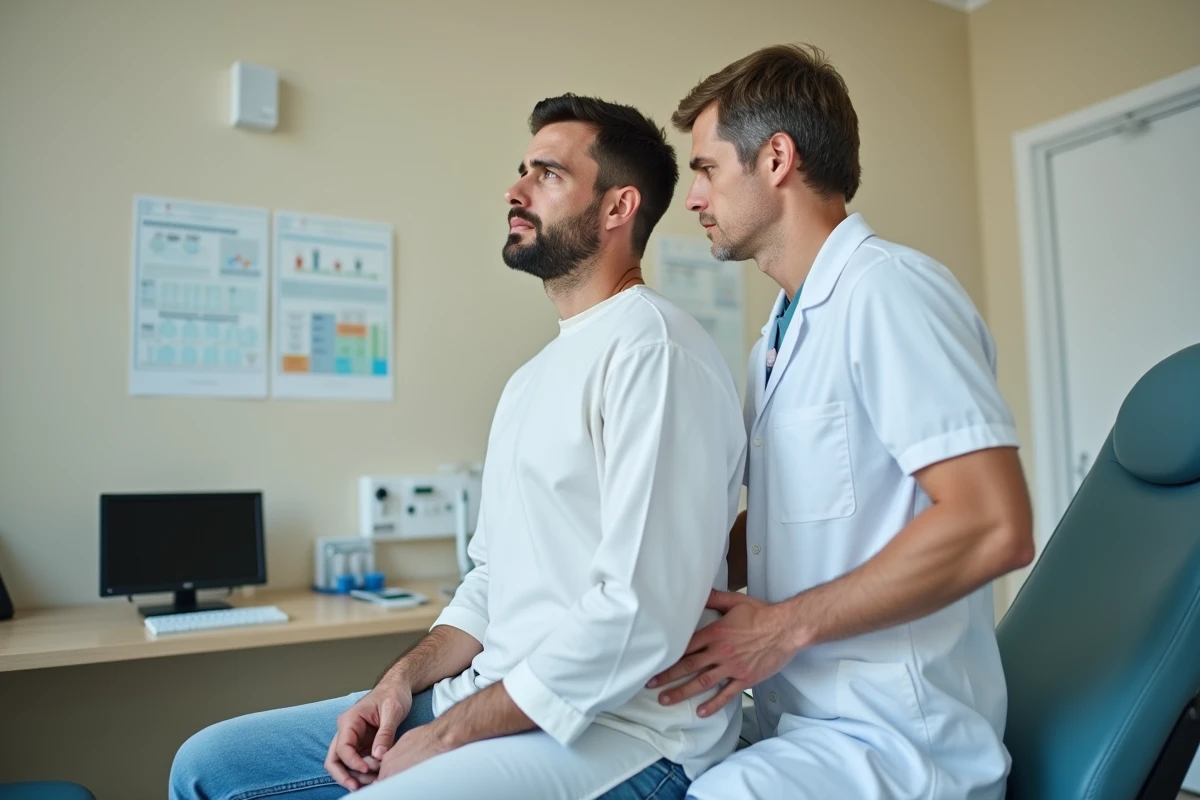 Patient consulté par un médecin pour une douleur dans le bas du dos côté droit lors d'un examen médical