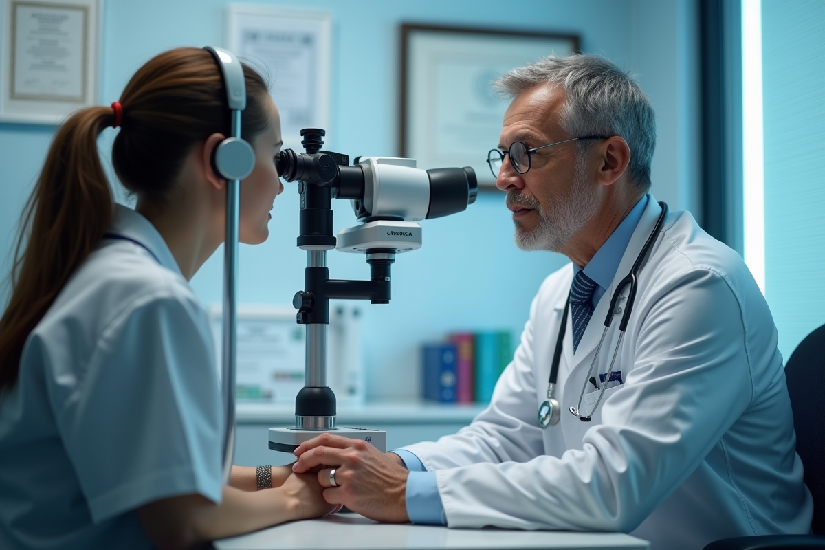 Médecin examinant un patient avec équipement médical avancé
