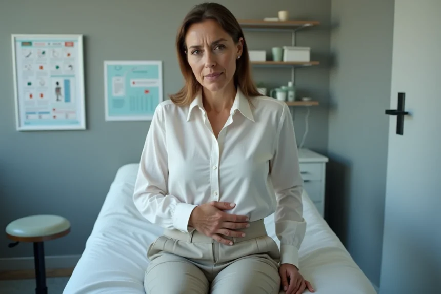 Femme attentive en consultation médicale dans un cabinet moderne