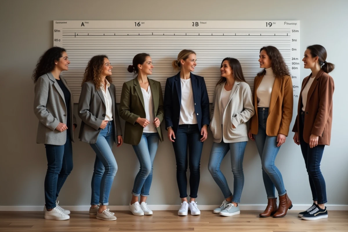 Groupe de femmes françaises de différentes tailles en intérieur