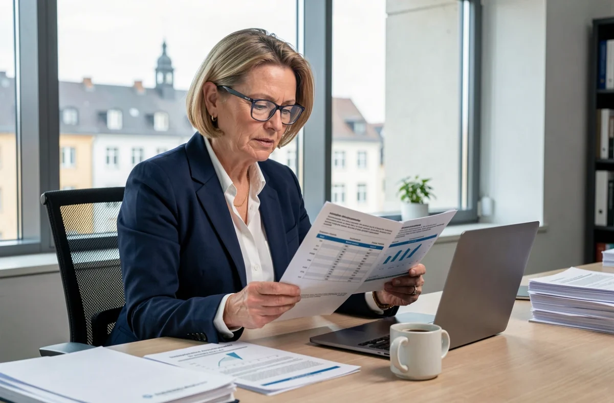 Fonctionnaire luxembourgeoise analysant des documents officiels sur les nouvelles taxes tabac 2026 dans un bureau administratif moderne