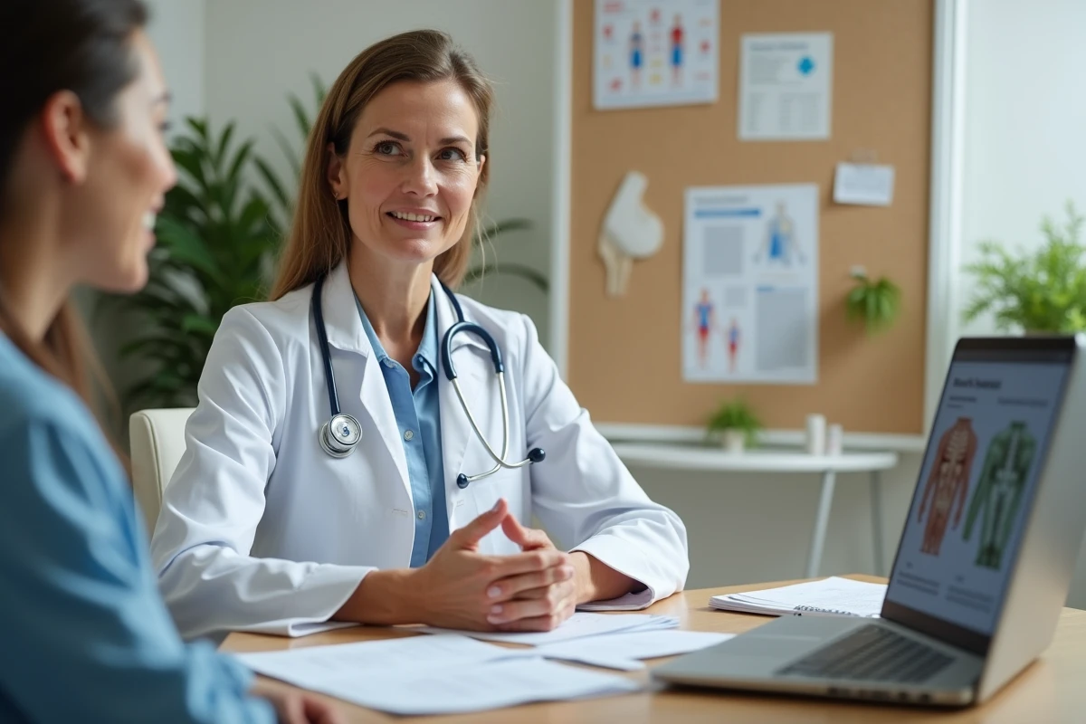 Médecin généraliste donnant un avis médical sur une cure à une patiente lors d'une consultation