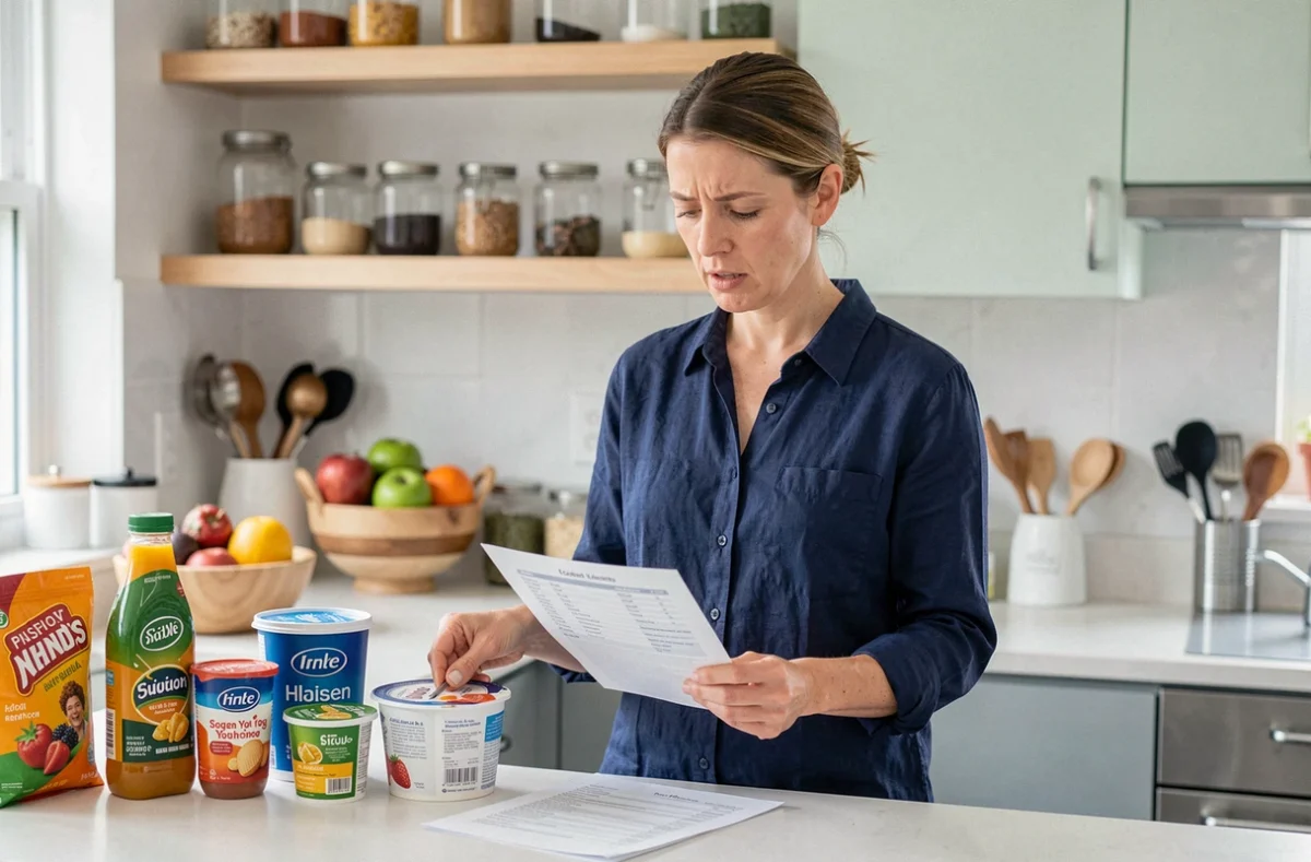 Nutritionniste ou parent identifiant les aliments aggravant l'inflammation dans le cadre de la maladie de Sever chez l'enfant